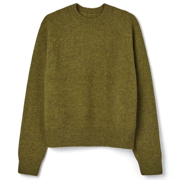 RE/DONE 50s CREWNECK MOSS GREEN KNIT WOOL PULLOVER SWEATER XS - Picture 1 of 6